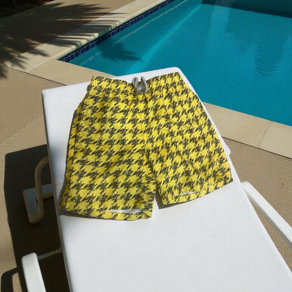 Vilebrequin Yellow And Black Kids Swim Trunks